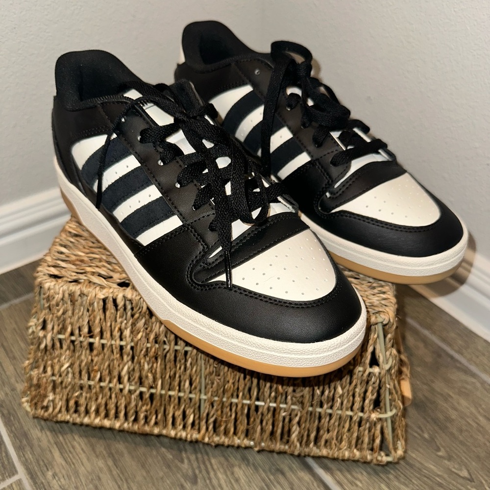 Black and White Striped Adidas Sneakers